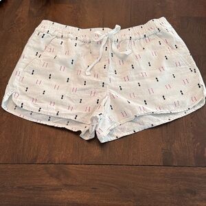 Loft White Patterned Drawstring Shorts